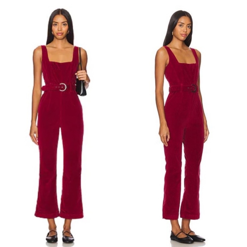 NWT Free People Party Starter Belted Velvet Jumpsuit Size 10